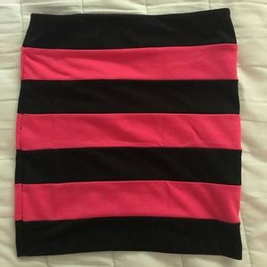 Pink and black pencil skirt